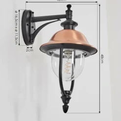 Luminaires Rustiques-hofstein Gascon Lampe murale d´extérieur, Applique murale Cuivre, Noir, 1 lumière