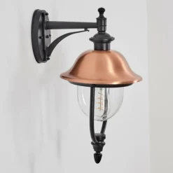 Luminaires Rustiques-hofstein Gascon Lampe murale d´extérieur, Applique murale Cuivre, Noir, 1 lumière