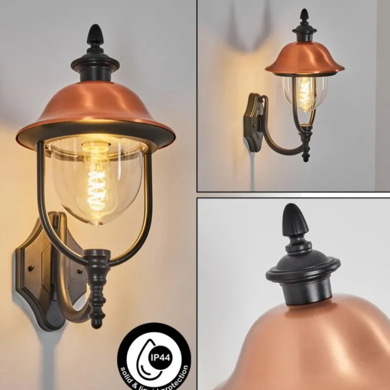Luminaires Rustiques-hofstein Gascon Lampe murale d´extérieur, Applique murale Cuivre, Noir, 1 lumière
