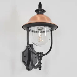 Luminaires Rustiques-hofstein Gascon Lampe murale d´extérieur, Applique murale Cuivre, Noir, 1 lumière