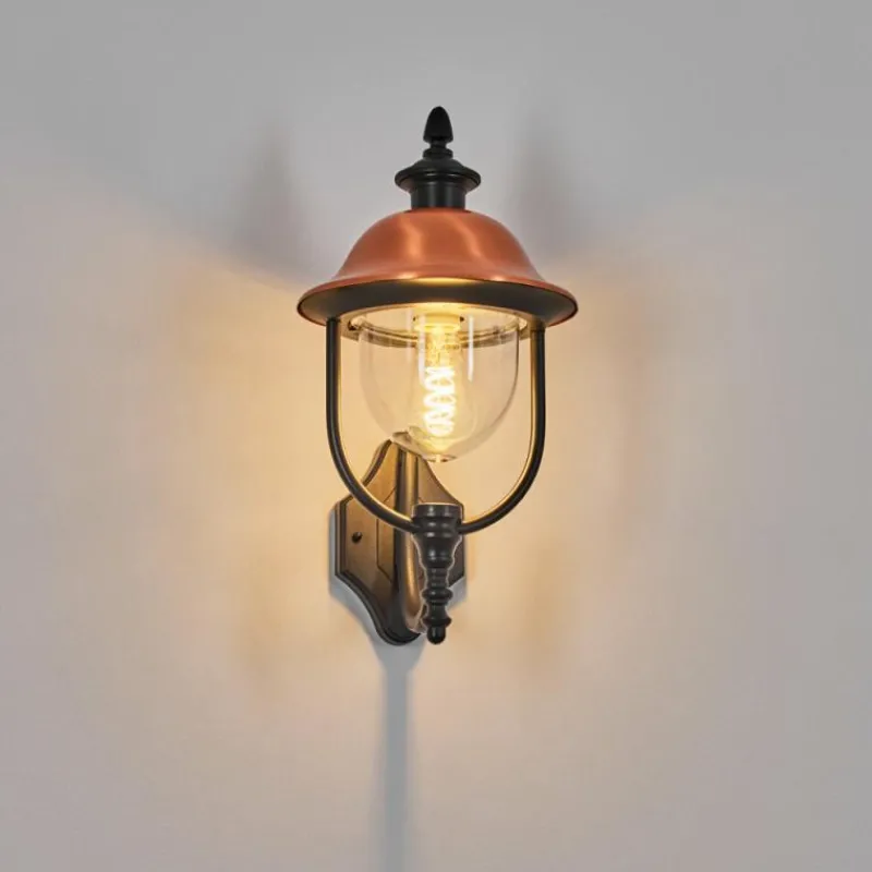 Luminaires Rustiques-hofstein Gascon Lampe murale d´extérieur, Applique murale Cuivre, Noir, 1 lumière