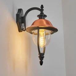 Luminaires Rustiques-hofstein Gascon Lampe murale d´extérieur, Applique murale Cuivre, Noir, 1 lumière