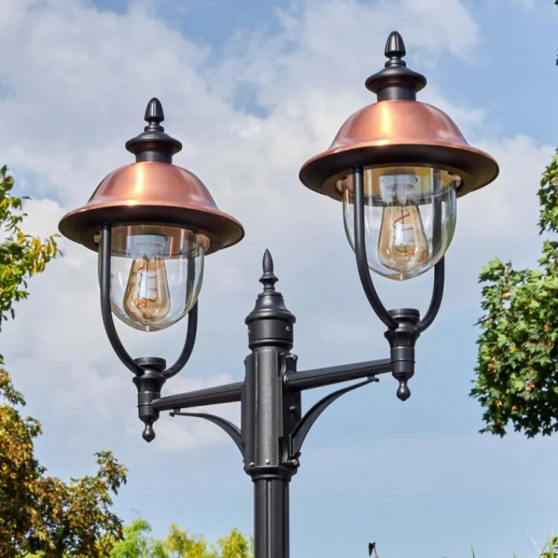 Luminaires Rustiques-hofstein Gascon Luminaire extérieur, Réverbère, Eclairage de chemin Noir, 2 lumières