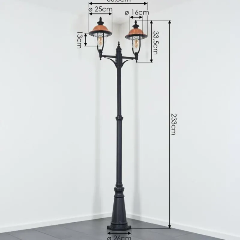 Luminaires Rustiques-hofstein Gascon Luminaire extérieur, Réverbère, Eclairage de chemin Noir, 2 lumières