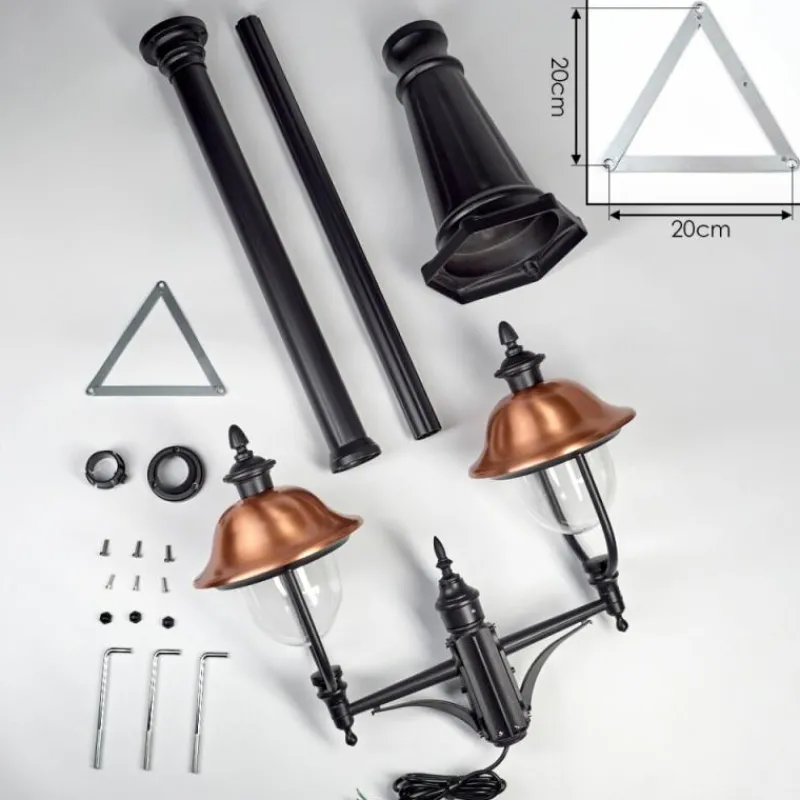 Luminaires Rustiques-hofstein Gascon Luminaire extérieur, Réverbère, Eclairage de chemin Noir, 2 lumières