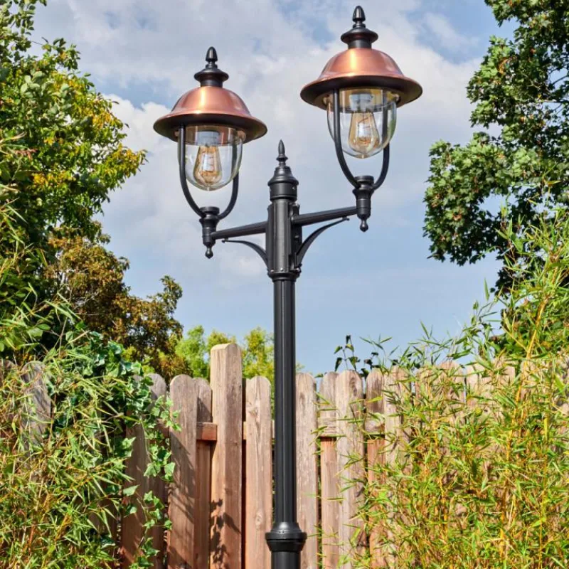 Luminaires Rustiques-hofstein Gascon Luminaire extérieur, Réverbère, Eclairage de chemin Noir, 2 lumières