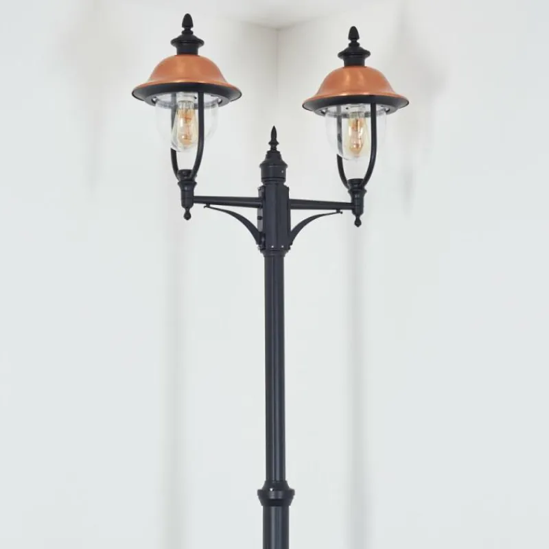 Luminaires Rustiques-hofstein Gascon Luminaire extérieur, Réverbère, Eclairage de chemin Noir, 2 lumières