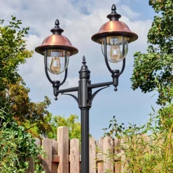 Luminaires Rustiques-hofstein Gascon Luminaire extérieur, Réverbère, Eclairage de chemin Noir, 2 lumières