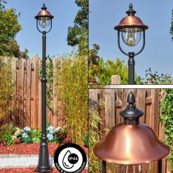 Luminaires Rustiques-hofstein Gascon Réverbère, Eclairage de chemin Cuivre, Noir, 1 lumière