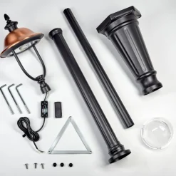 Luminaires Rustiques-hofstein Gascon Réverbère, Eclairage de chemin Cuivre, Noir, 1 lumière