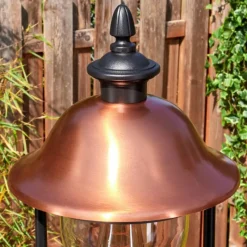 Luminaires Rustiques-hofstein Gascon Réverbère, Eclairage de chemin Cuivre, Noir, 1 lumière