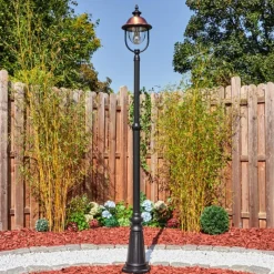 Luminaires Rustiques-hofstein Gascon Réverbère, Eclairage de chemin Cuivre, Noir, 1 lumière