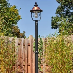 Luminaires Rustiques-hofstein Gascon Réverbère, Eclairage de chemin Cuivre, Noir, 1 lumière