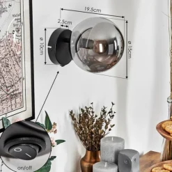hofstein Gastor Boule lumineuse, Applique murale, Spot mural Fumé, 1 lumière