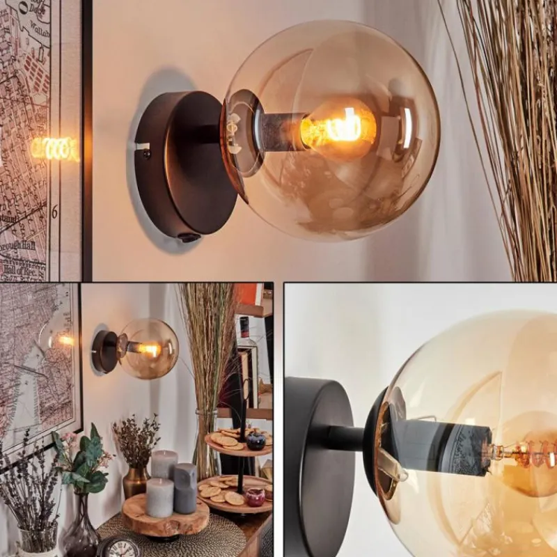 hofstein Gastor Boule lumineuse, Applique murale, Spot mural Ambre, 1 lumière