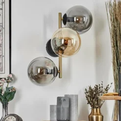 Lampes Dorées-hofstein Gastor Boule lumineuse, Applique murale 42 cm Or, Noir, 3 lumières