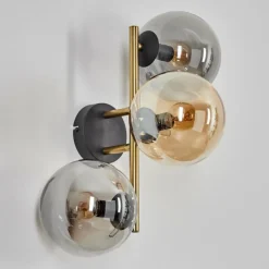 Lampes Dorées-hofstein Gastor Boule lumineuse, Applique murale 42 cm Or, Noir, 3 lumières