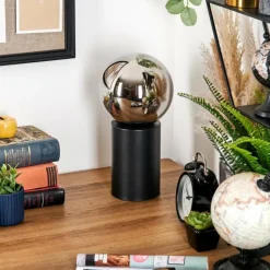 hofstein Gastor Boule lumineuse, Lampe de bureau, Lampe à poser Chrome, Fumé, 1 lumière