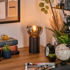hofstein Gastor Boule lumineuse, Lampe de bureau, Lampe à poser Chrome, Clair, Fumé, 1 lumière