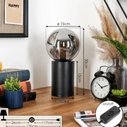 hofstein Gastor Boule lumineuse, Lampe de bureau, Lampe à poser Fumé, 1 lumière