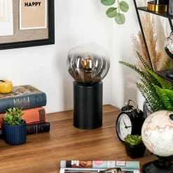 hofstein Gastor Boule lumineuse, Lampe de bureau, Lampe à poser Clair, Fumé, 1 lumière