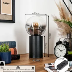 hofstein Gastor Boule lumineuse, Lampe de bureau, Lampe à poser Clair, Fumé, 1 lumière