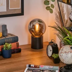 hofstein Gastor Boule lumineuse, Lampe de bureau, Lampe à poser Chrome, Fumé, 1 lumière