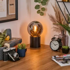 hofstein Gastor Boule lumineuse, Lampe de bureau, Lampe à poser Chrome, Fumé, 1 lumière