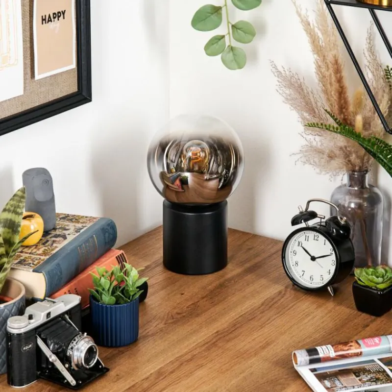 Suspension Verre Fumé-hofstein Gastor Boule lumineuse, Lampe de bureau, Lampe à poser Chrome, Clair, Fumé, 1 lumière