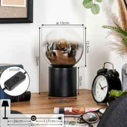 Suspension Verre Fumé-hofstein Gastor Boule lumineuse, Lampe de bureau, Lampe à poser Chrome, Clair, Fumé, 1 lumière