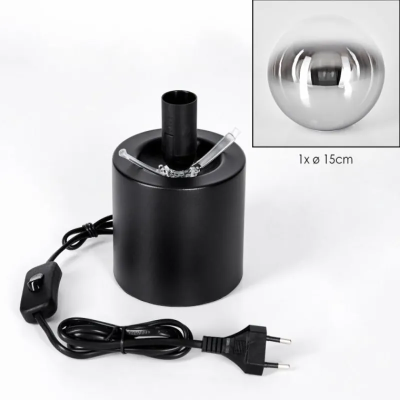 Suspension Verre Fumé-hofstein Gastor Boule lumineuse, Lampe de bureau, Lampe à poser Chrome, Clair, Fumé, 1 lumière