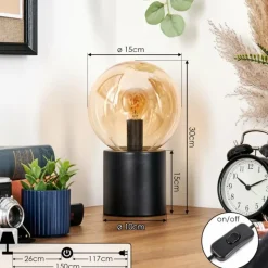 hofstein Gastor Boule lumineuse, Lampe de bureau, Lampe à poser Ambre, 1 lumière