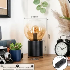 hofstein Gastor Boule lumineuse, Lampe de bureau, Lampe à poser Ambre, Clair, 1 lumière