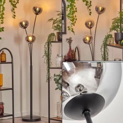 hofstein Gastor Boule lumineuse, Lampadaire Chrome, Clair, Fumé, 3 lumières