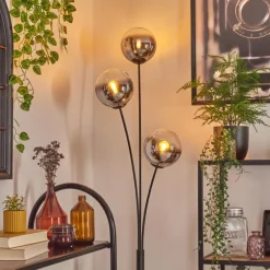 hofstein Gastor Boule lumineuse, Lampadaire Chrome, Clair, Fumé, 3 lumières