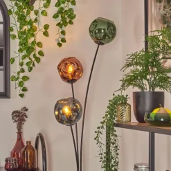 hofstein Gastor Boule lumineuse, Lampadaire Bleu, Vert, Cuivré, 3 lumières