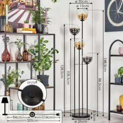 Suspension Verre Fumé-hofstein Gastor Lampadaire 30 cm Ambre, Clair, Fumé, 4 lumières