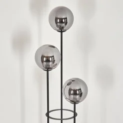 Suspension Verre Fumé-hofstein Gastor Lampadaire 30 cm Bois foncé, Noir, 3 lumières