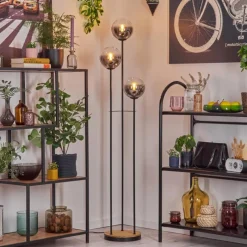 hofstein Gastor Lampadaire 30 cm Bois foncé, Noir, 3 lumières