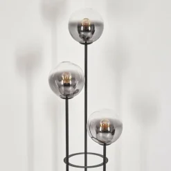 hofstein Gastor Lampadaire 30 cm Bois foncé, Noir, 3 lumières