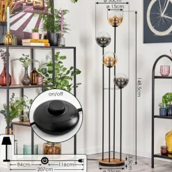 hofstein Gastor Lampadaire 30 cm Bois clair, Noir, 4 lumières