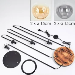 hofstein Gastor Lampadaire 30 cm Bois clair, Noir, 4 lumières