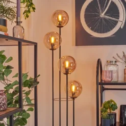 Lampes À Boules-hofstein Gastor Lampadaire 30 cm Bois clair, Noir, 4 lumières