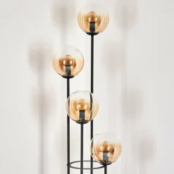 hofstein Gastor Lampadaire 30 cm Bois clair, Noir, 4 lumières