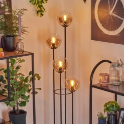 hofstein Gastor Lampadaire 30 cm Bois clair, Noir, 4 lumières