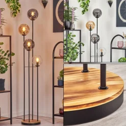 hofstein Gastor Lampadaire 30 cm Bois clair, Noir, 4 lumières