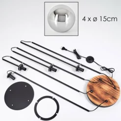 hofstein Gastor Lampadaire 25 cm Bois clair, Noir, 4 lumières