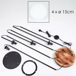 Lampes À Boules-hofstein Gastor Lampadaire 25 cm Bois clair, Noir, 4 lumières