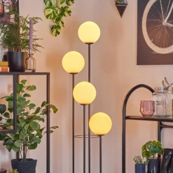 Lampes À Boules-hofstein Gastor Lampadaire 25 cm Bois clair, Noir, 4 lumières