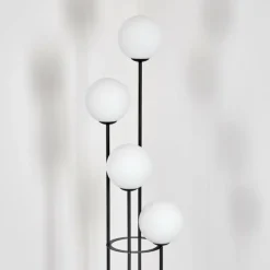 Lampes À Boules-hofstein Gastor Lampadaire 25 cm Bois clair, Noir, 4 lumières